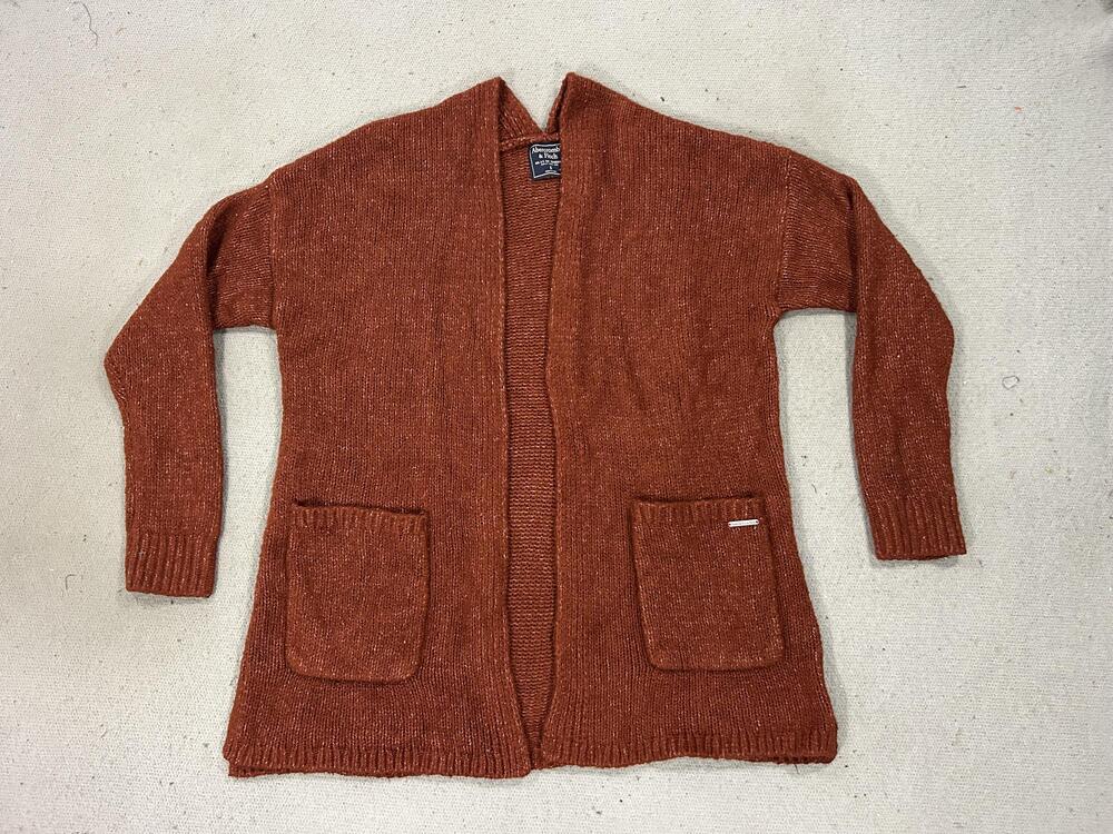 Abercrombie & Fitch Sweater Womens Small Rust Open Front Cardigan Knit Grandma